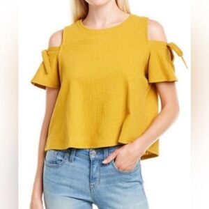 Madewell Skylar Yellow Cold Shoulder Top size Small